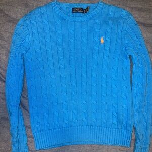 Polo RL Vibrant Blue Cable Knit Sweater